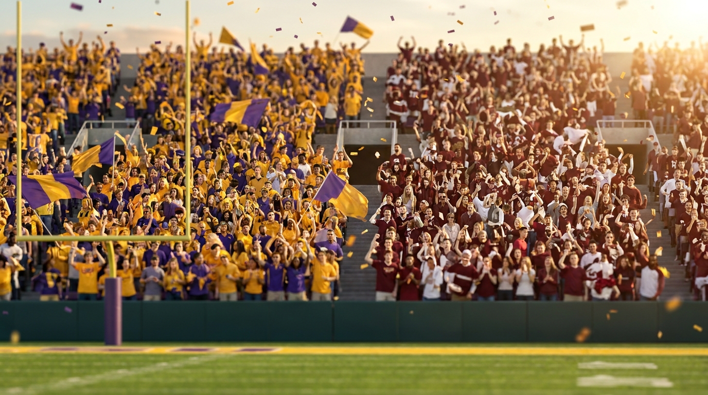 LSU and Texas A&M fans in stadium