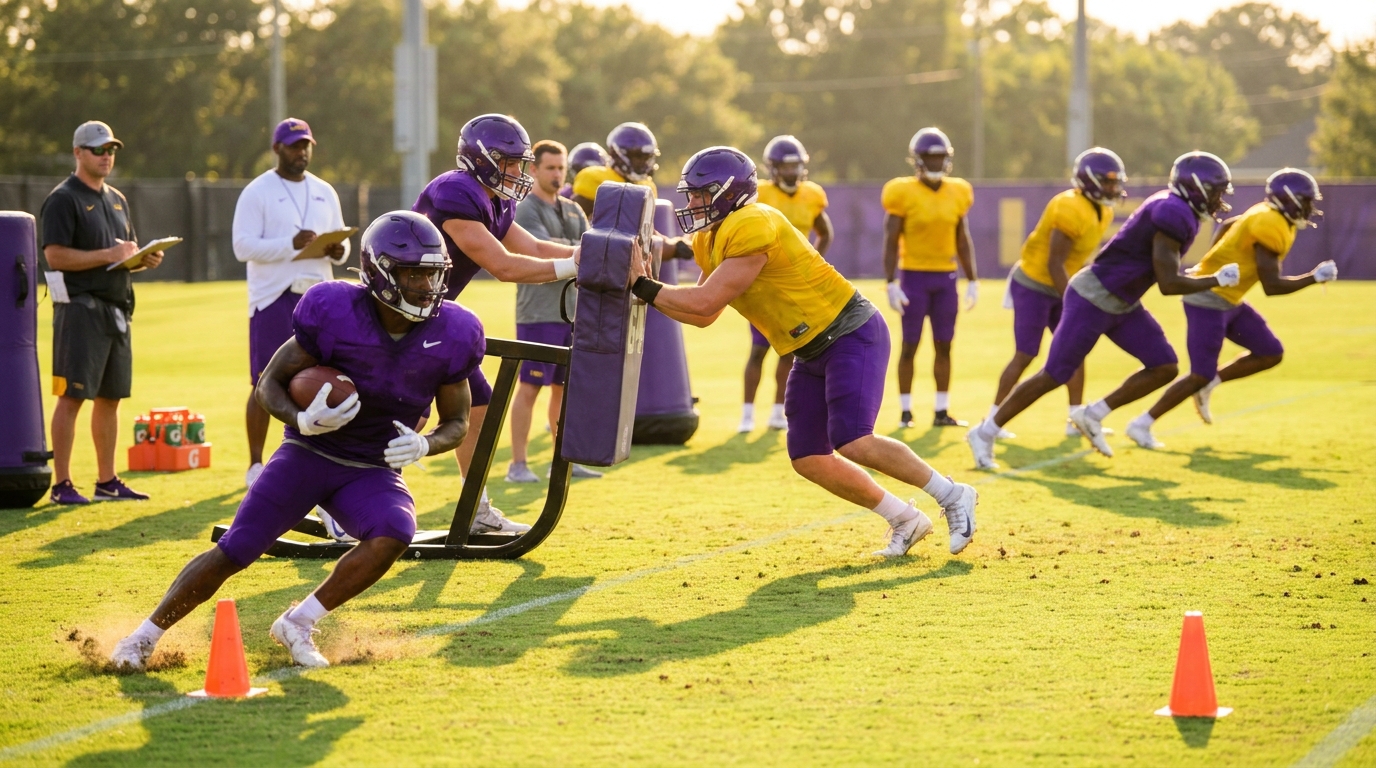 LSU players in a dynamic training session