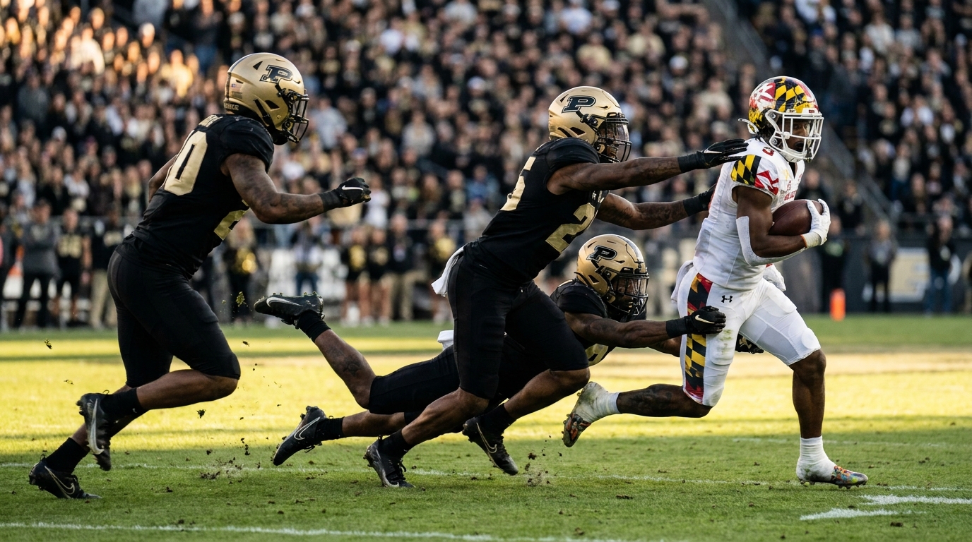 Missouri defenders pursuing a top opposing receiver on turf under stadium lights
