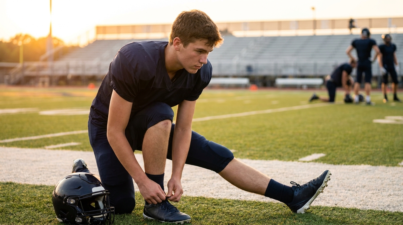 High school player warming up before a game