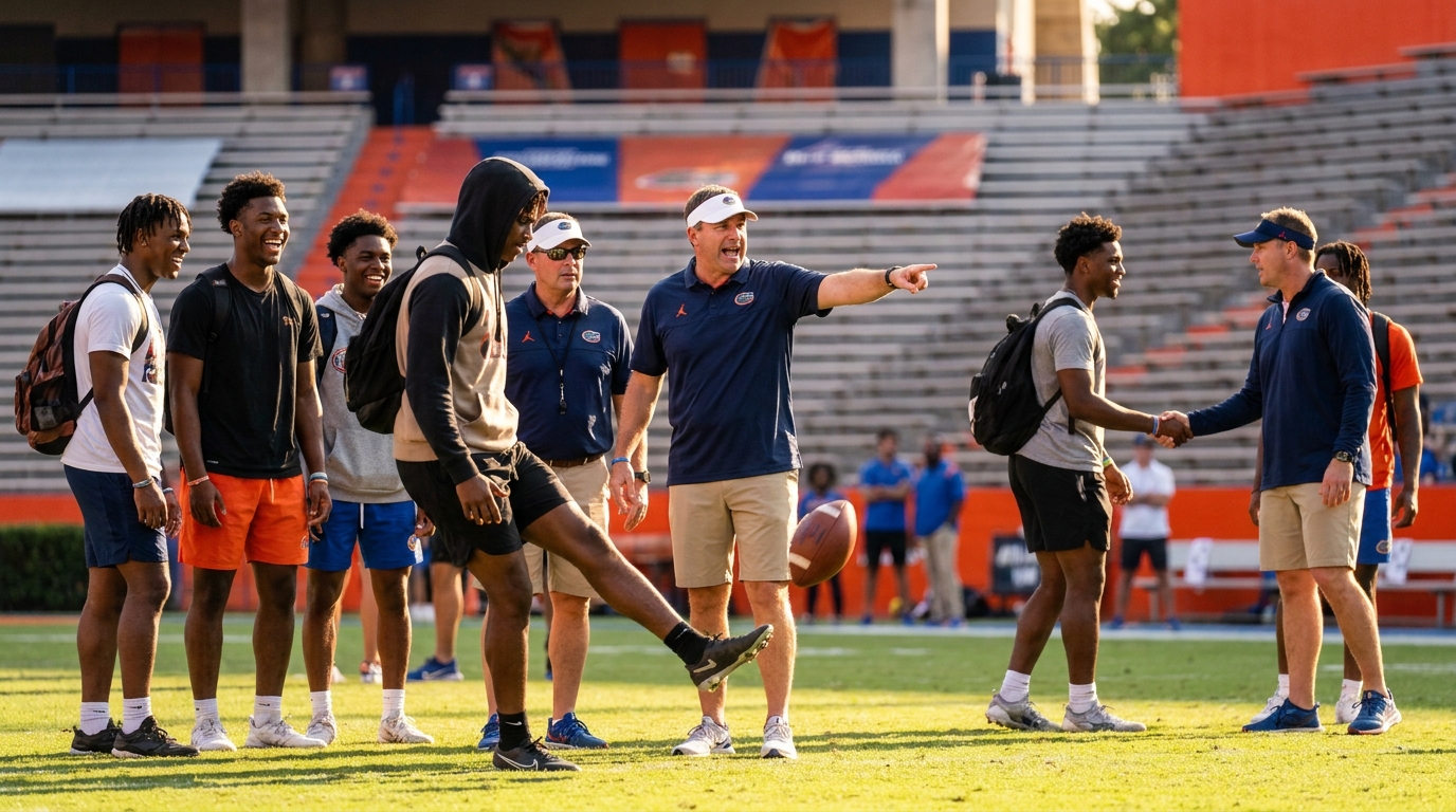 Energetic college football recruiting visit scene