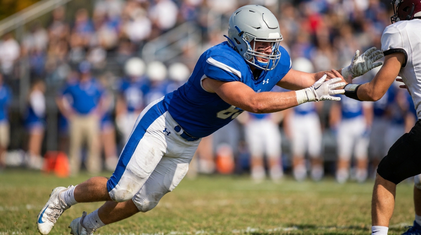 Four-star linebacker action shot