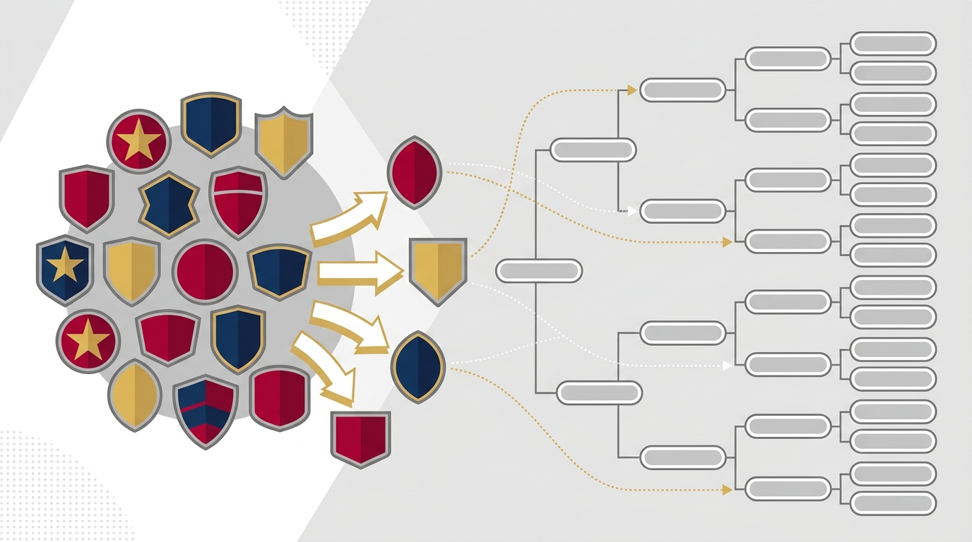 Abstract illustration of SEC breakaway realignment and 24-team playoff debate