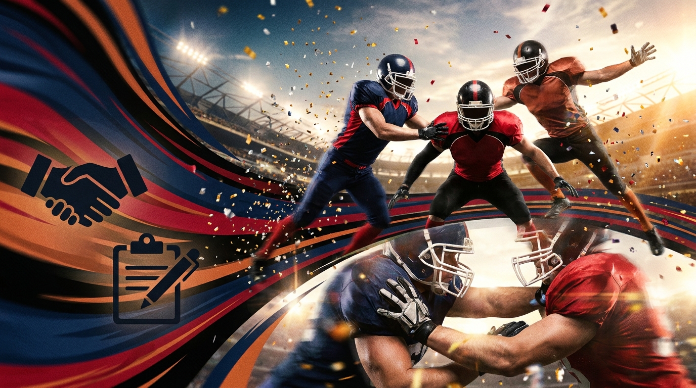 Dynamic SEC recruiting collage showing action-oriented football silhouettes and stadium backdrop