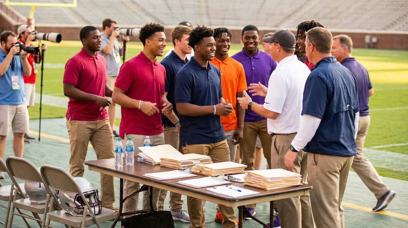 Recruits and coaches at SEC spring recruiting official visit