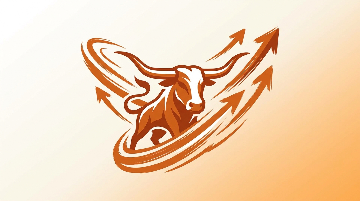Stylized burnt orange and white Texas Longhorn silhouette with motion lines representing recruiting momentum