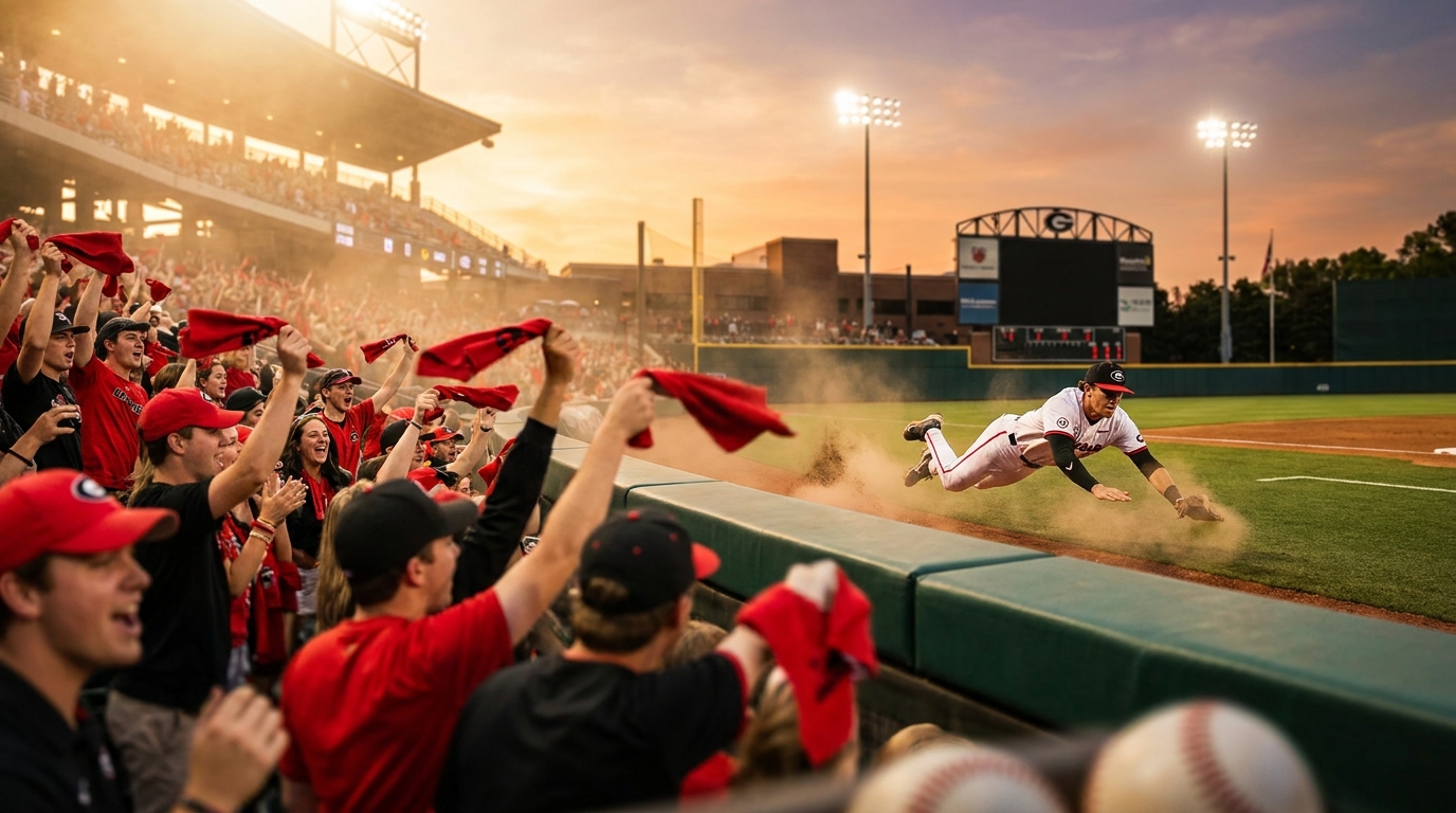 UGA fans cheering at Athens Regional and Super Regional hero shot