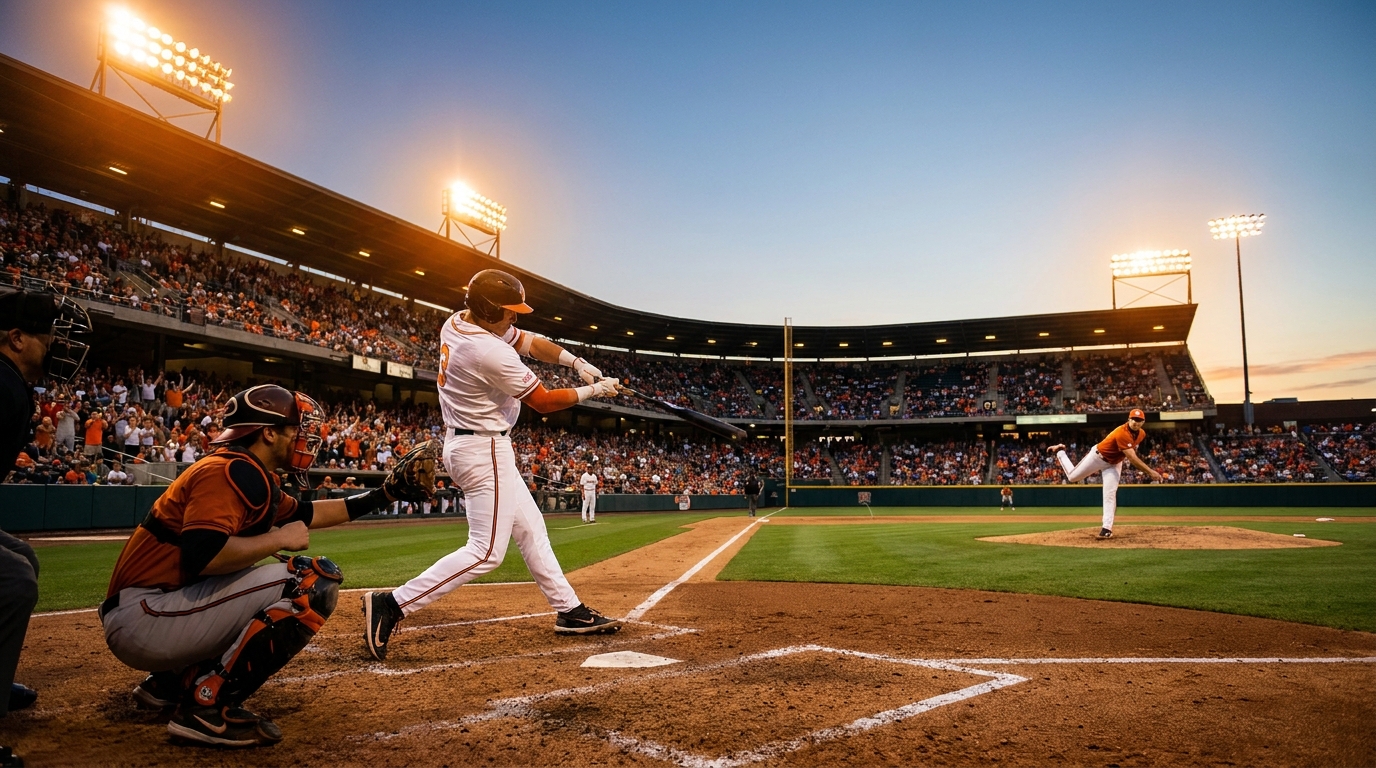 Tennessee Volunteers baseball game at dusk