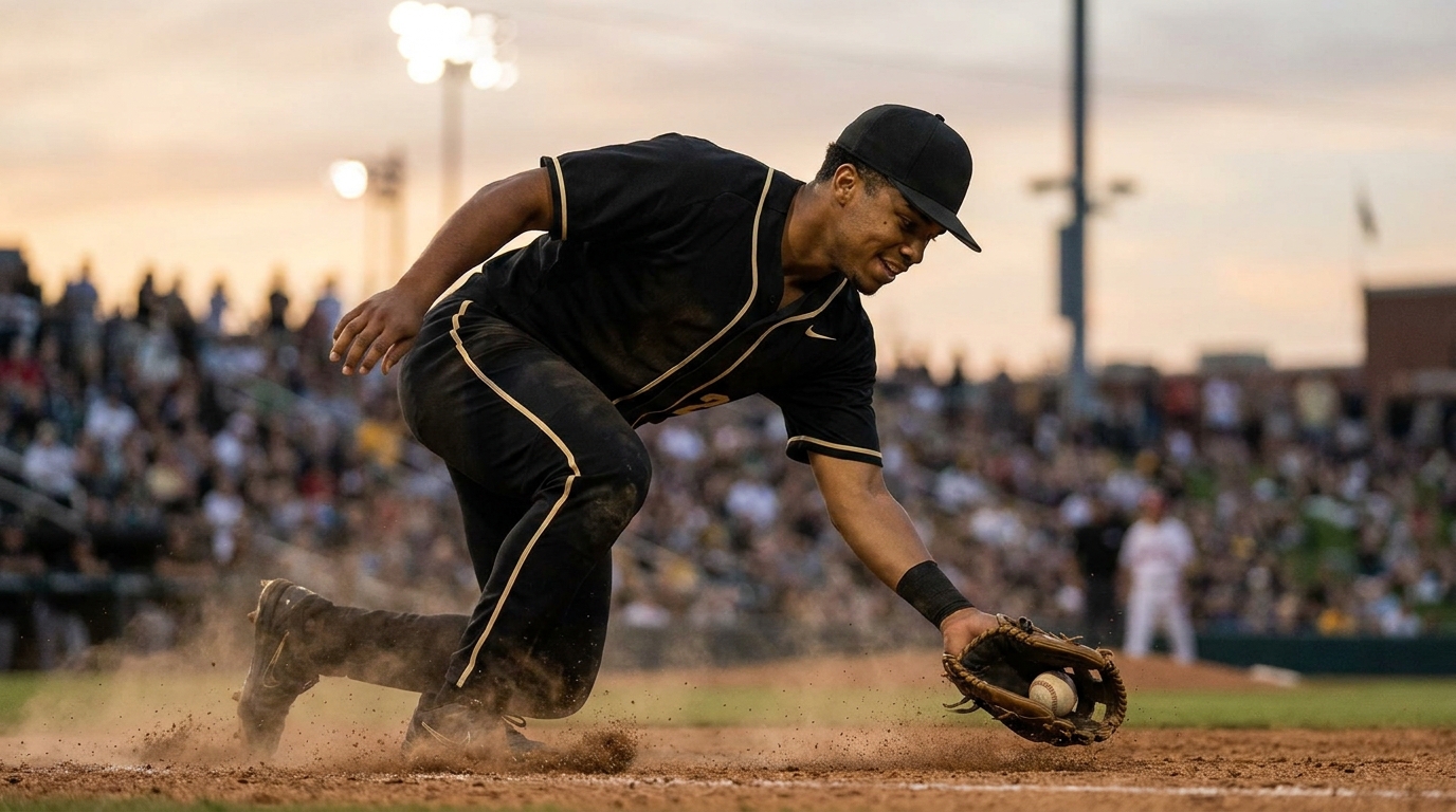 Wilfred Gonzalez diving at shortstop