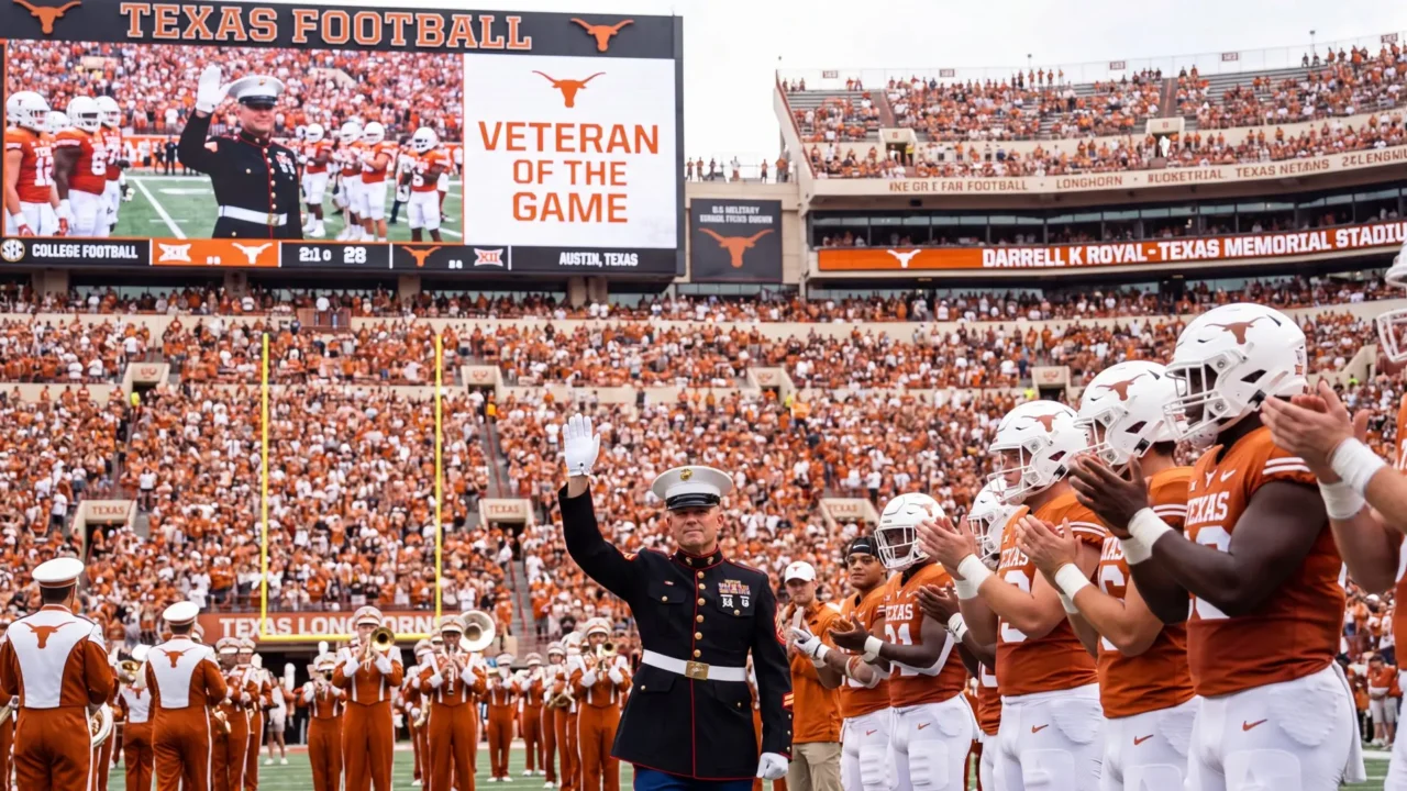 Veteran honored at a Texas Longhorns football game