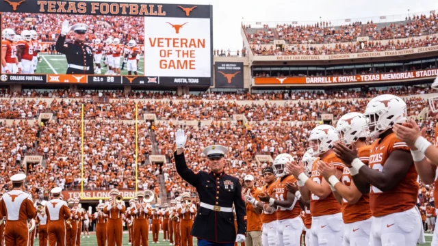 Veteran honored at a Texas Longhorns football game